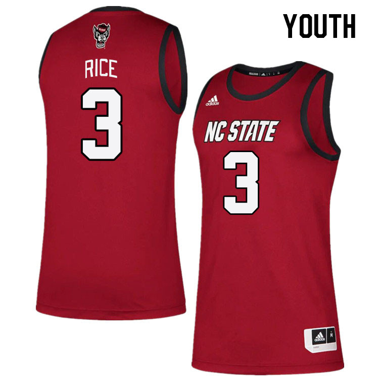 Youth #3 MJ Rice NC State Wolfpack College Basketball Jerseys Stitched Sale-Red - Click Image to Close